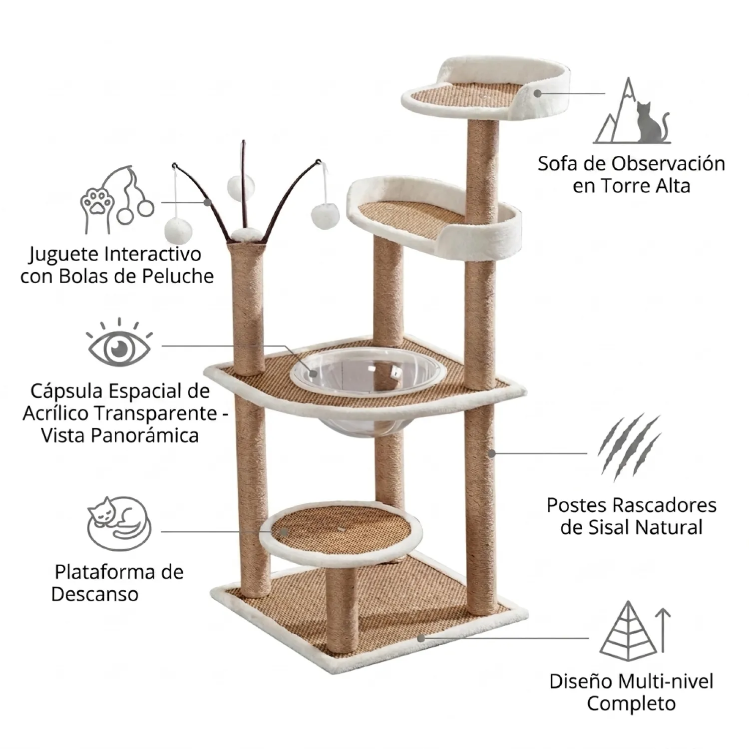 Gimnasio Rascador para Gatos Desarmable Domo Cold 5