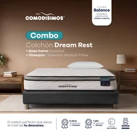 Combo Colchón Comodísimos Dream Rest 100x190x 3 + Sommier Gris + 4 Patas de Acero + 1 Almohada