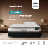 Combo Colchón Comodísimos Dream Rest 120x190x 3 + Sommier Negro + 4 Patas de Acero + 1 Almohada