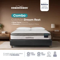 Combo Colchón Comodísimos Dream Rest 160x190x 3 + 2 Sommier Gris + 8 Patas de Acero + 2 Almohada
