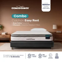 Combo Colchón Comodísimos Easy Rest 100x190x 3 + Sommier Gris + 4 Patas de Acero + 1 Almohada