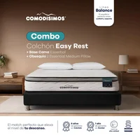 Combo Colchón Comodísimos Easy Rest 140x190x 3 + 2 Sommier Negro + 8 Patas de Acero + 2 Almohada