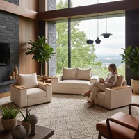 Juego de Sala Bali + 2 Poltronas Tela Beige