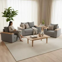 Juego de Sala Bali + 2 Poltronas tela Gris