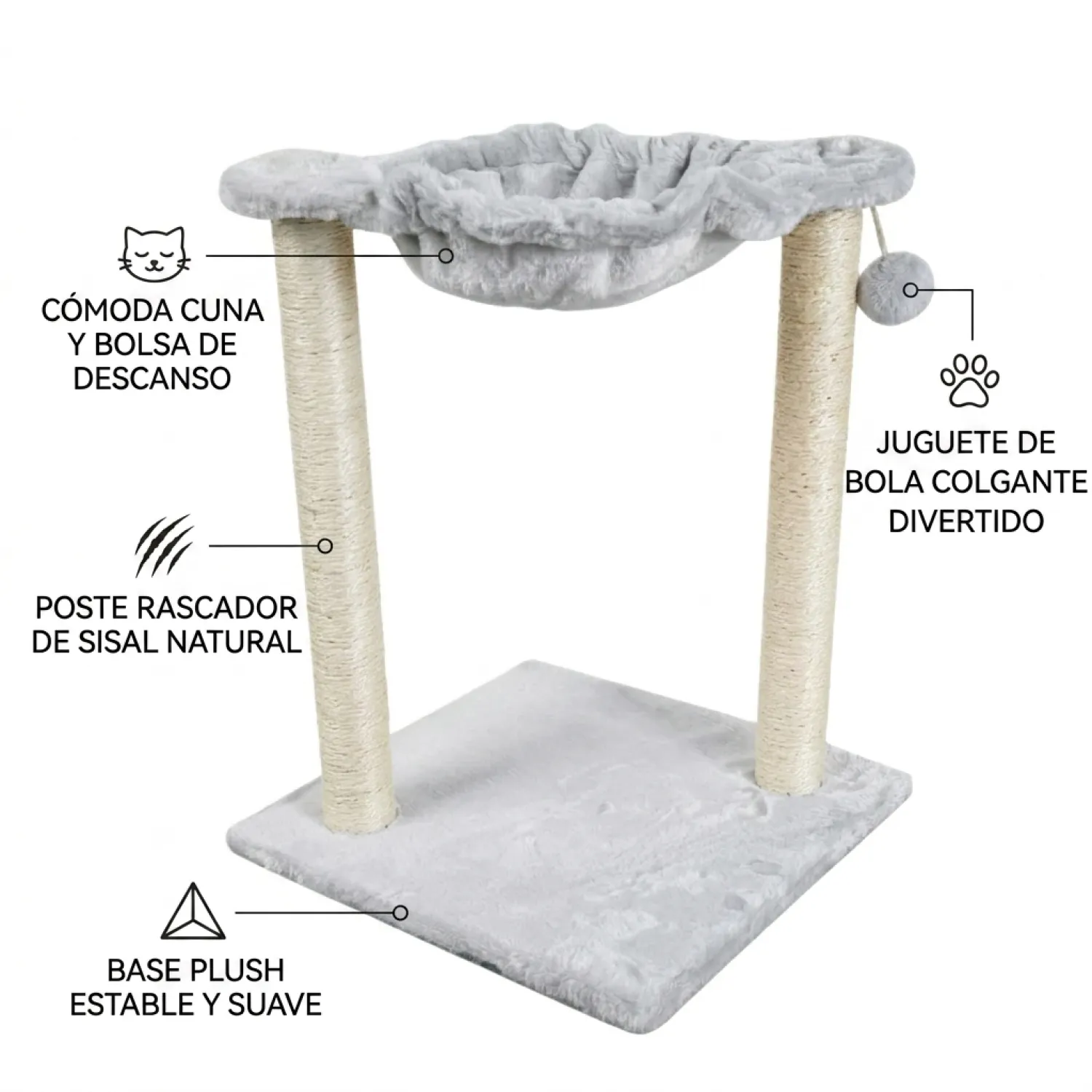 Rascador Acicalador Sencillo para Gatos Desarmable 4