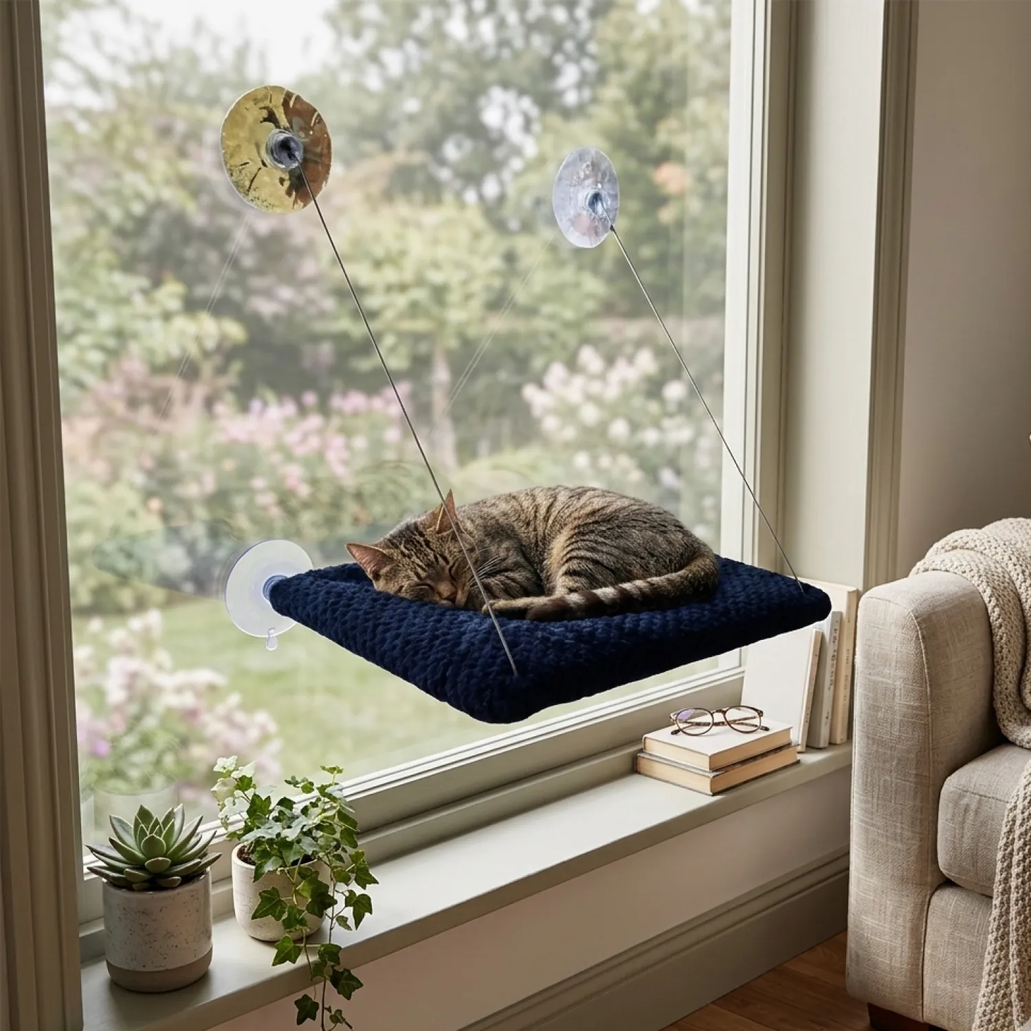 Hamaca de Ventana para Gatos Tela Acolchada