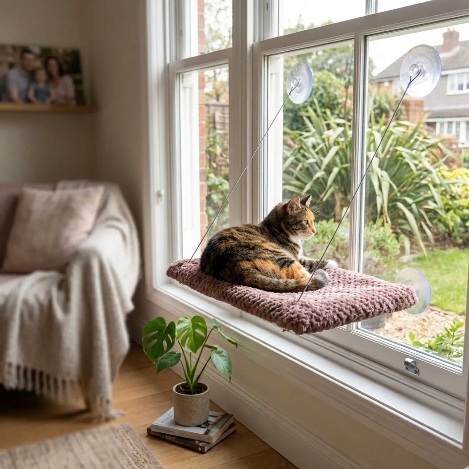 Hamaca de Ventana para Gatos Tela Acolchada