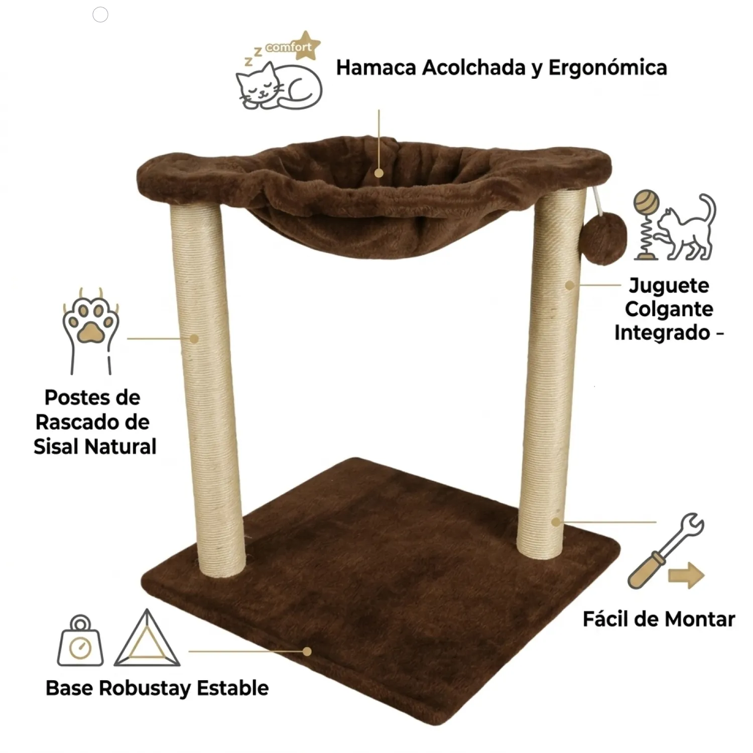 Rascador Acicalador Sencillo para Gatos Desarmable 4