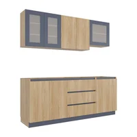 Cocina Integral Solana (6c) Fresno Europeo+ Azul marino 210x210x160 cm Sin Mesón Just Home Collection