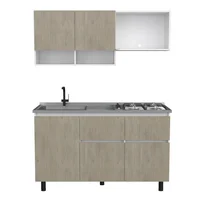 Cocina Integral Lira 1.50 Metros Poceta Izquierda (3c) Blanco Mqz+kronos Cotta 210x150x53.6 cm Incluye Mesón Just Home Collection