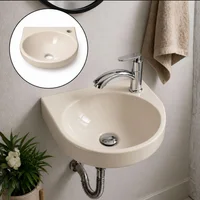 Lavamanos de Colgar Ceramico Beige 29x29cm Pamo Colombia