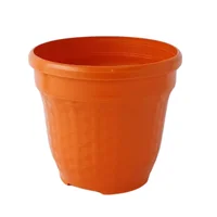 Matera Jardinera Decorativa 18 En Plástico Textura Rattan Color Naranja