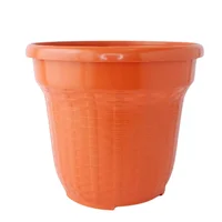 Matera Jardinera Decorativa 28 En Plástico Textura Rattan Color Naranja
