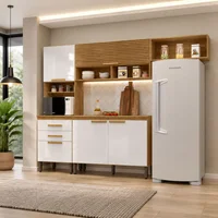 Cocina Creta Ancho 196,2 cm Alto 256,4 cm Profundidad 38,1 cm Natural Blanco Apagado