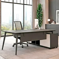 Puesto de Trabajo Con Credenza Todo Negro y Frentes Blancos Pata Negra