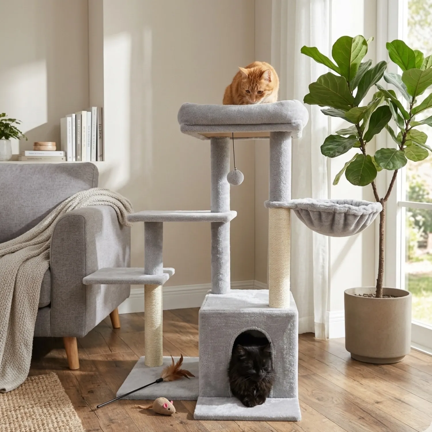 Gimnasio Rascador para Gatos Desarmable Nido y Casa