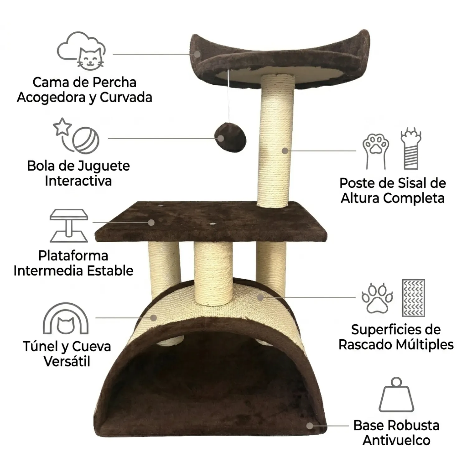 Rascador Árbol para Gatos Desarmable Arco y Sofa 5