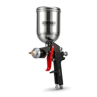 Pistola para Pintar de Gravedad Aerógrafo 400ml Cuerpo de Aluminio Vaso Metálico