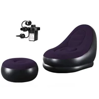 Silla Inflable Portátil Con Reposa Pies + Inflador Mu-in01 Purpura