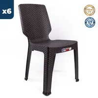 Silla Plástica Victoria sin Brazos Wengue Rattan Colplast Set X 6 Unidades