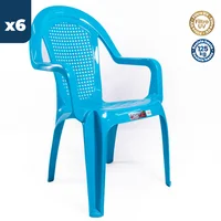 Silla Plástica Allure con Brazos Azul Hortens Colplast Set X 6 Unidades