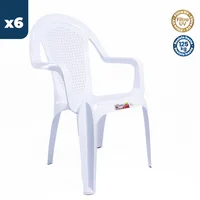 Silla Plástica Allure con Brazos Blanco Colplast Set X 6 Unidades