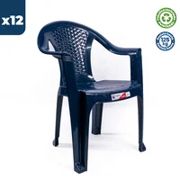 Silla Plástica Liberty con Brazos Azul Oscuro Colplast Set X 12 Unidades