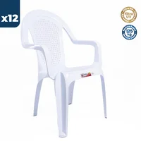 Silla Plástica Allure con Brazos Blanco Colplast Set X 12 Unidades