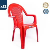 Silla Plástica Allure con Brazos Rojo Colplast Set X 12 Unidades