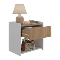 Mesa de Noche Fidelis 50x52x35 Rta Blanco Madera Natural