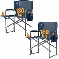 Silla Plegable de Camping de Aluminio Azul con Brazos TIMBER RIDGE