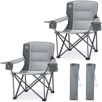 Silla Plegable de Camping de Oxford Gris con Brazos Timber Ridge