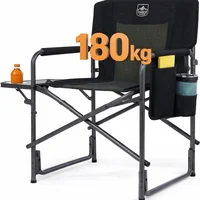 Silla De Director Plegable de Aluminio Negro con Mesa Lateral TIMBER RIDGE