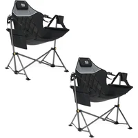 Silla Plegable Tipo Hamaca de Acero Negro con Brazos Timber Ridge