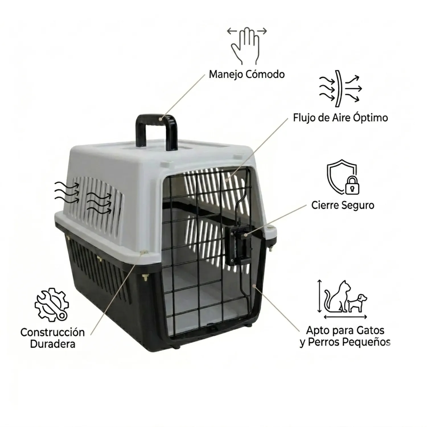 Guacal Cargador Plástico para Viajes Perros Gatos N 2 5