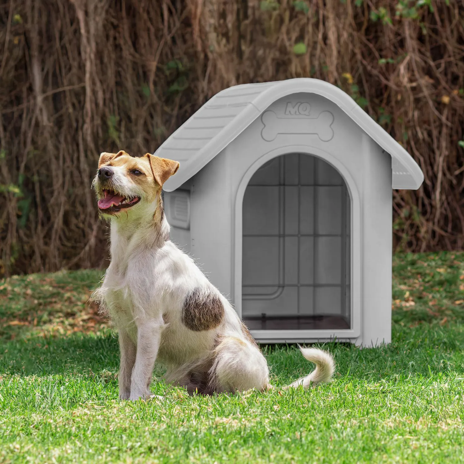 Casa Para Perro Plastica 66x60x74.5 Med Gris
