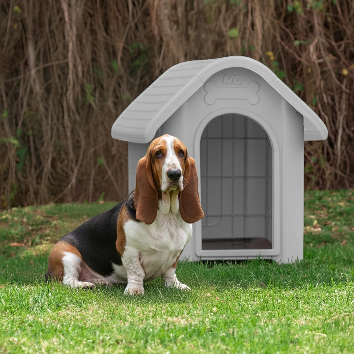 Casa Para Perro Plastica 66x60x74.5 Med Gris