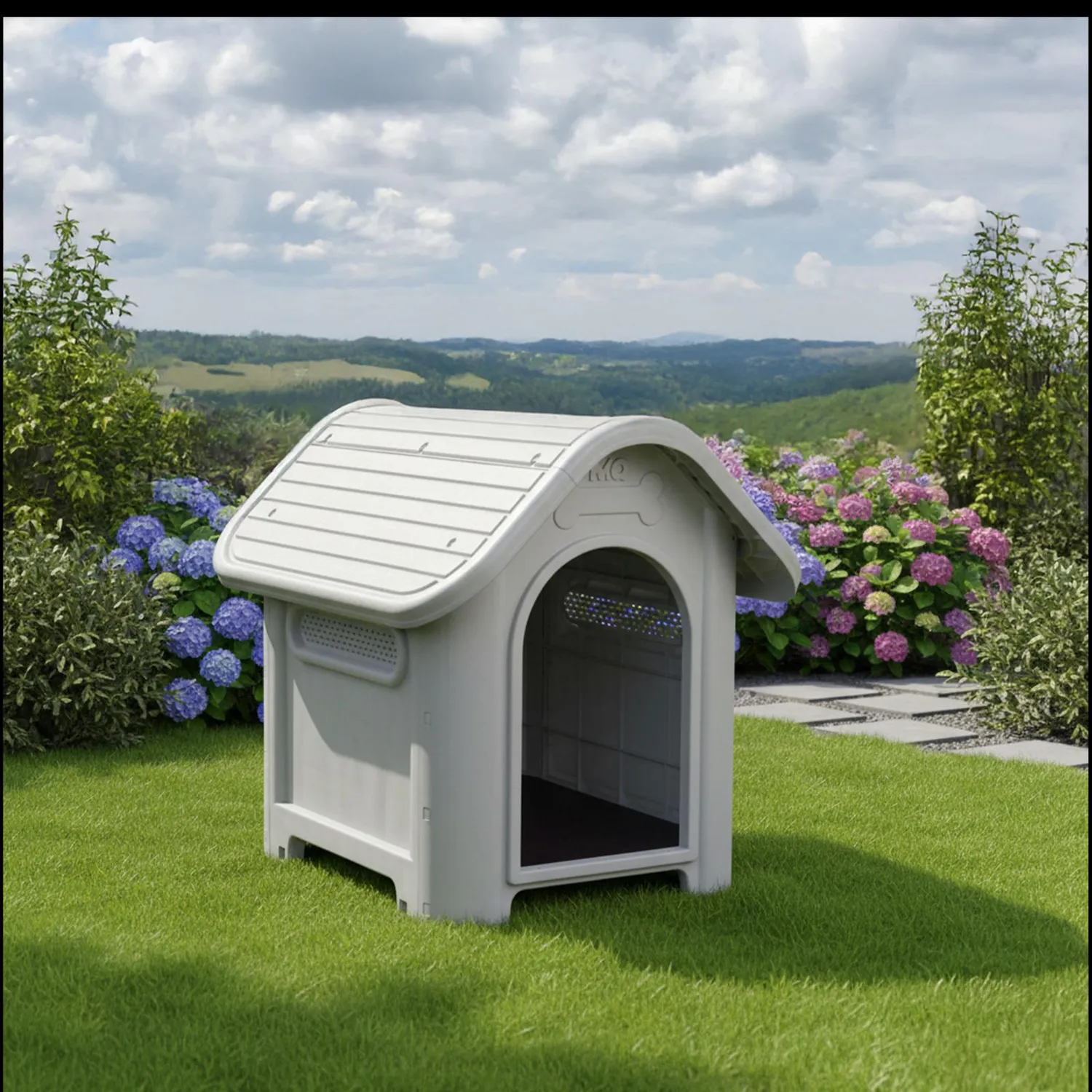 Casa Para Perro Plastica 66x60x74.5 Med Gris 3