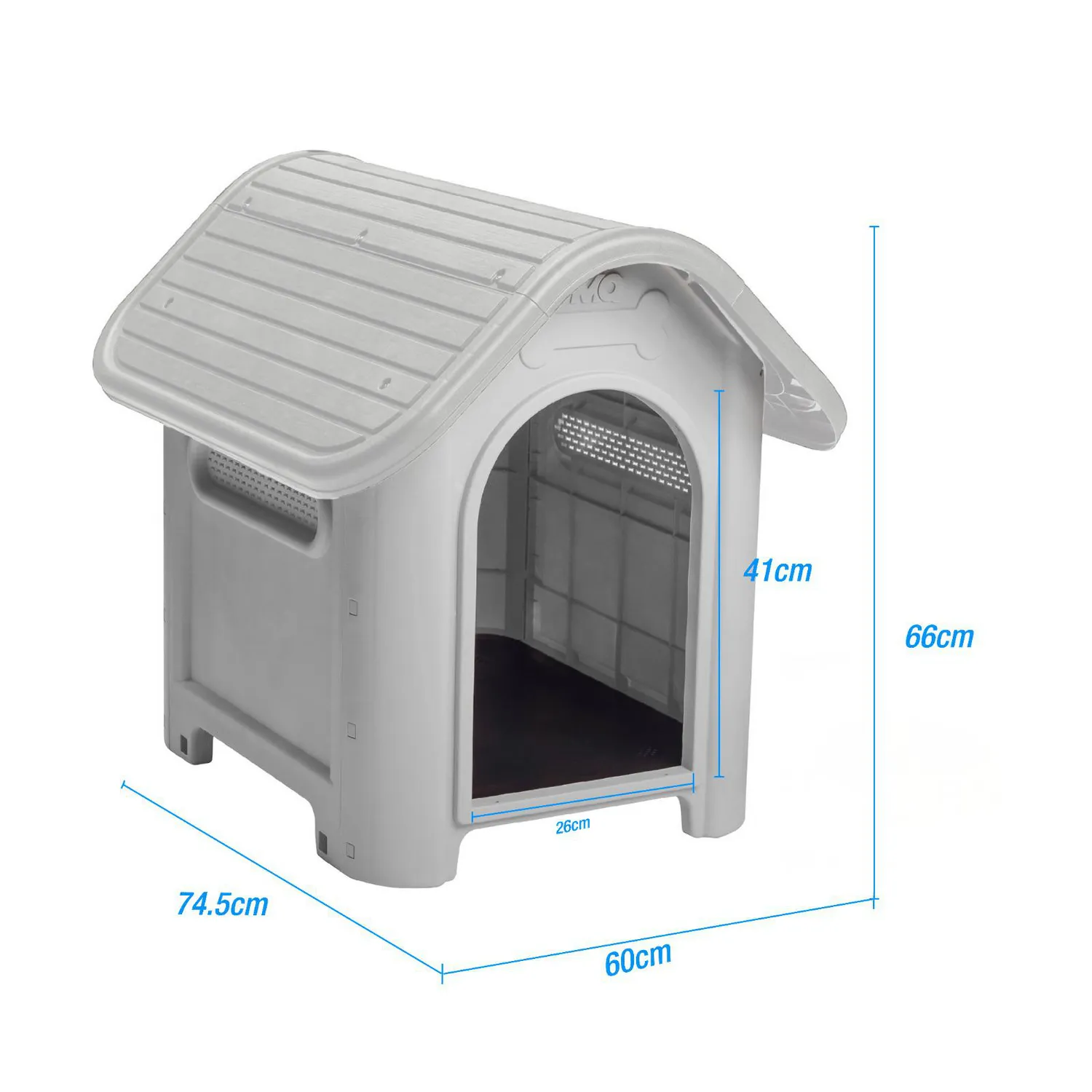 Casa Para Perro Plastica 66x60x74.5 Med Gris 4