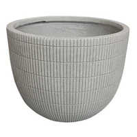 Matera Acanalada Grande Fibra De Vidrio 37x28 Cm Gris Chipre