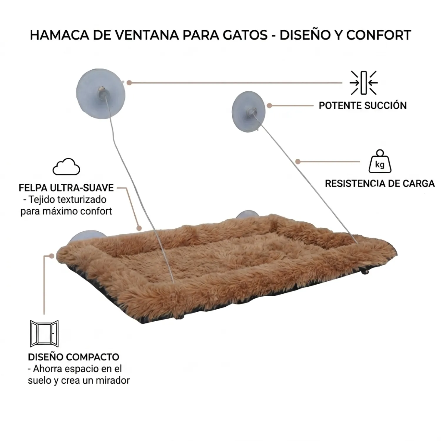 Hamaca de Ventana para Gatos Felpa 4