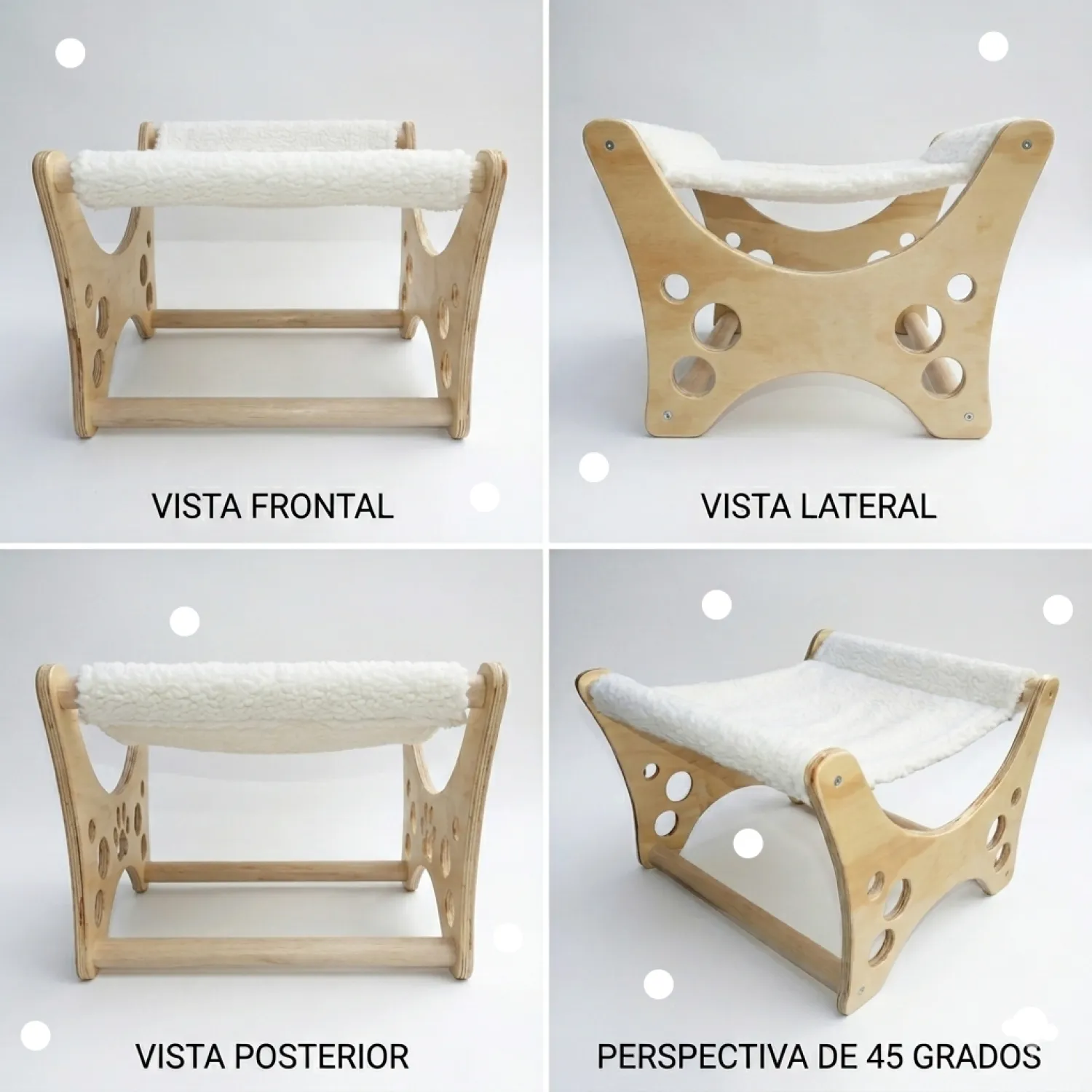 Hamaca de Piso para Gatos En Pino 3