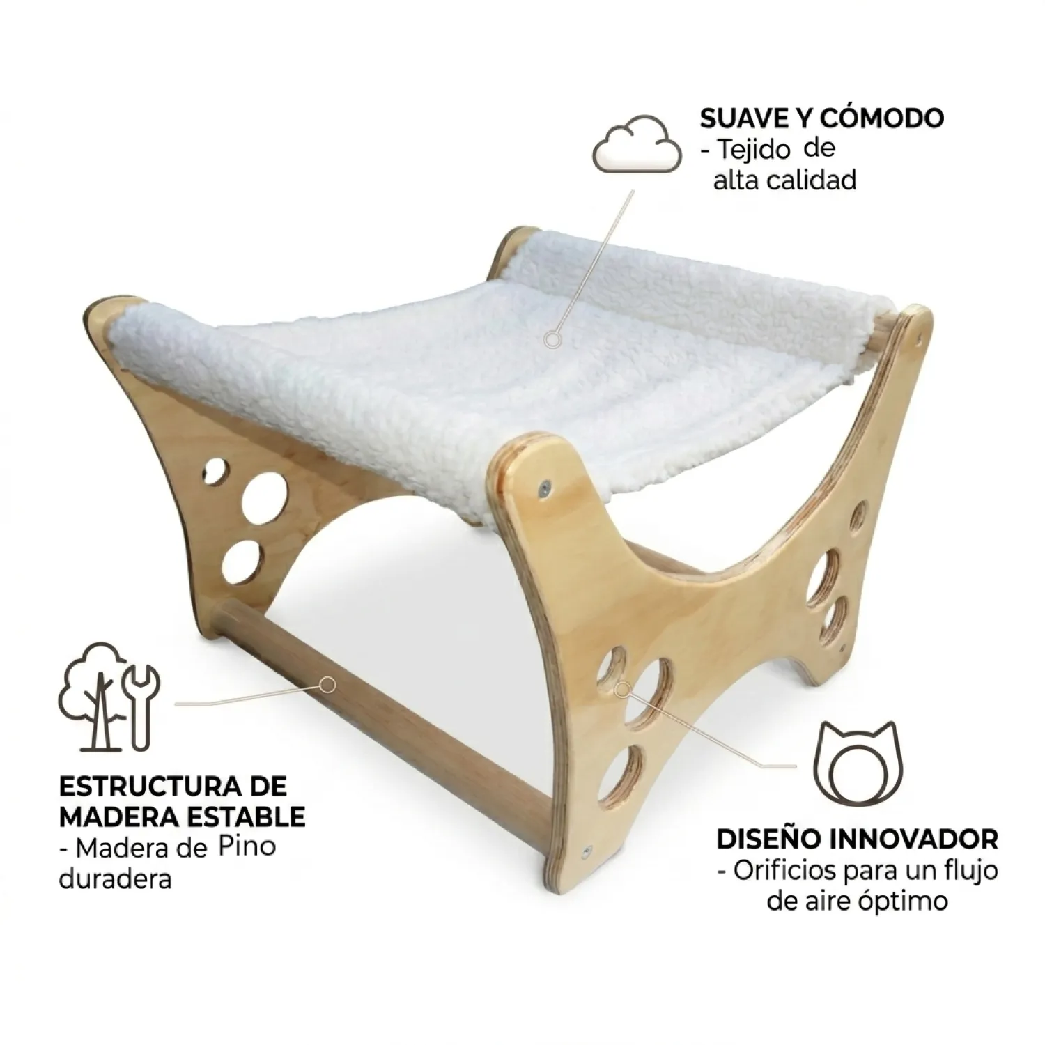 Hamaca de Piso para Gatos En Pino 4