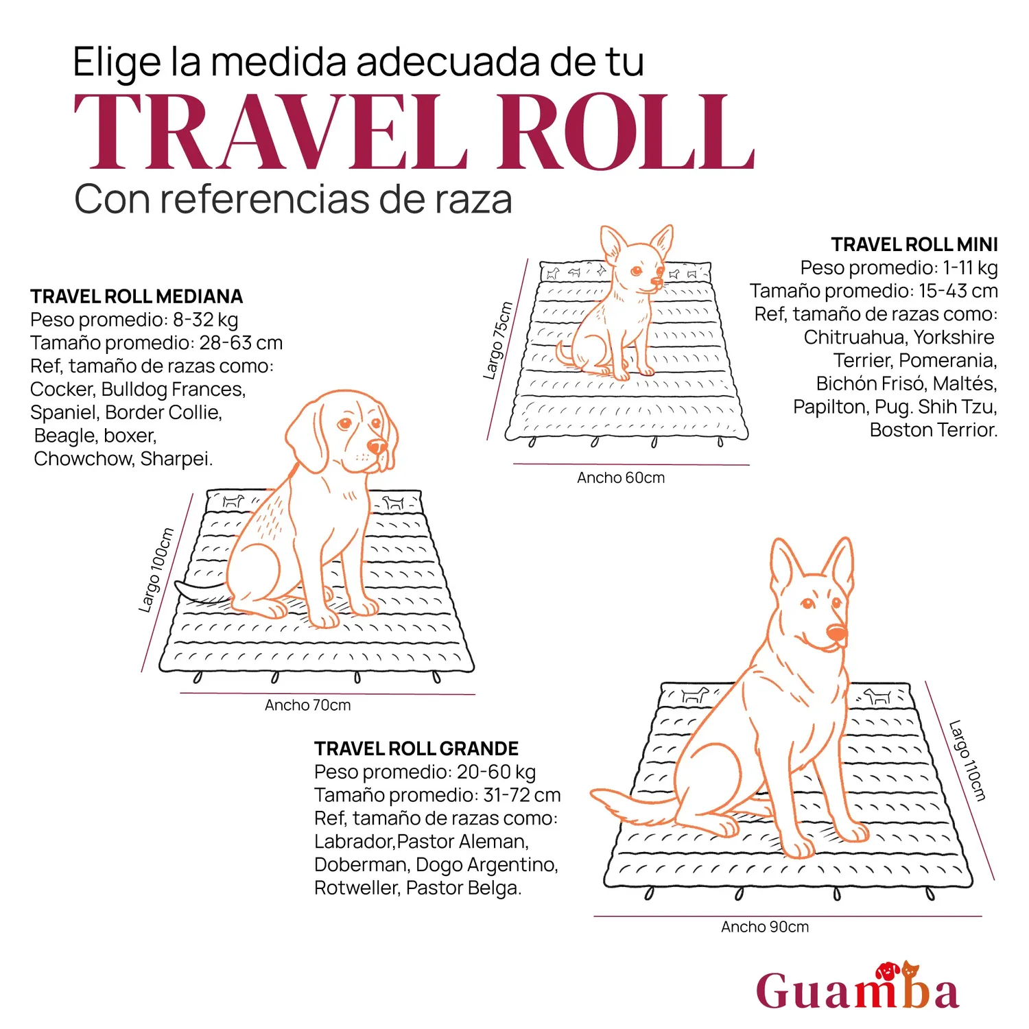 Colchoneta Perro Travel Roll Mini 60x75cm Guamba 7