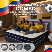 Combo Colchón Hotel Dreams Victory King 200 x 200 + Base Cama + Protector + Almohada + Cojín Tv