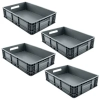 Set X4 Canastillas Plásticas Industrial 60x40 Apilables Cerradas