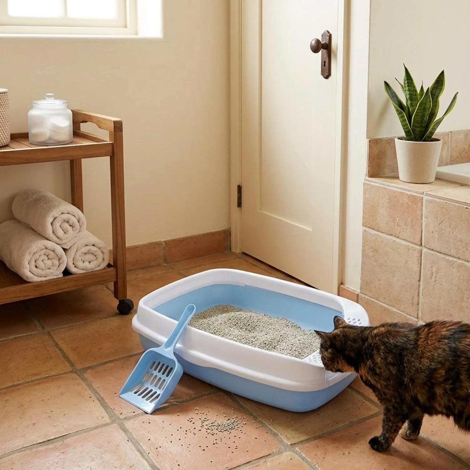 Arenera Caja Baño para Gatos Con Pala