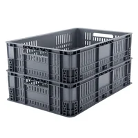 Set X2 Canastilla Plástica Industrial Perforada Apilable 60x40x18