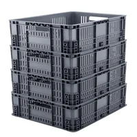 Set X4 Canastilla Plástica Industrial Perforada Apilable 60x40x18