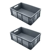 Set X2 Canastilla Plástica Indus. Cerrada Apilable 60x40x18